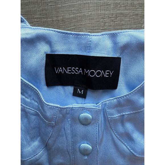 Vanessa Mooney The Elizabeth Crop Top in Sky Blue Satin Size M - Picture 3 of 5